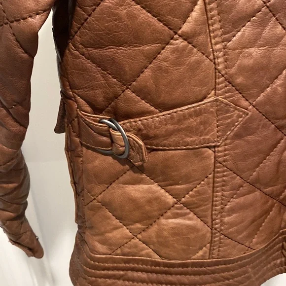 Eddie Bauer Brown Quilted Leather Jacket - Picture 6 of 17
